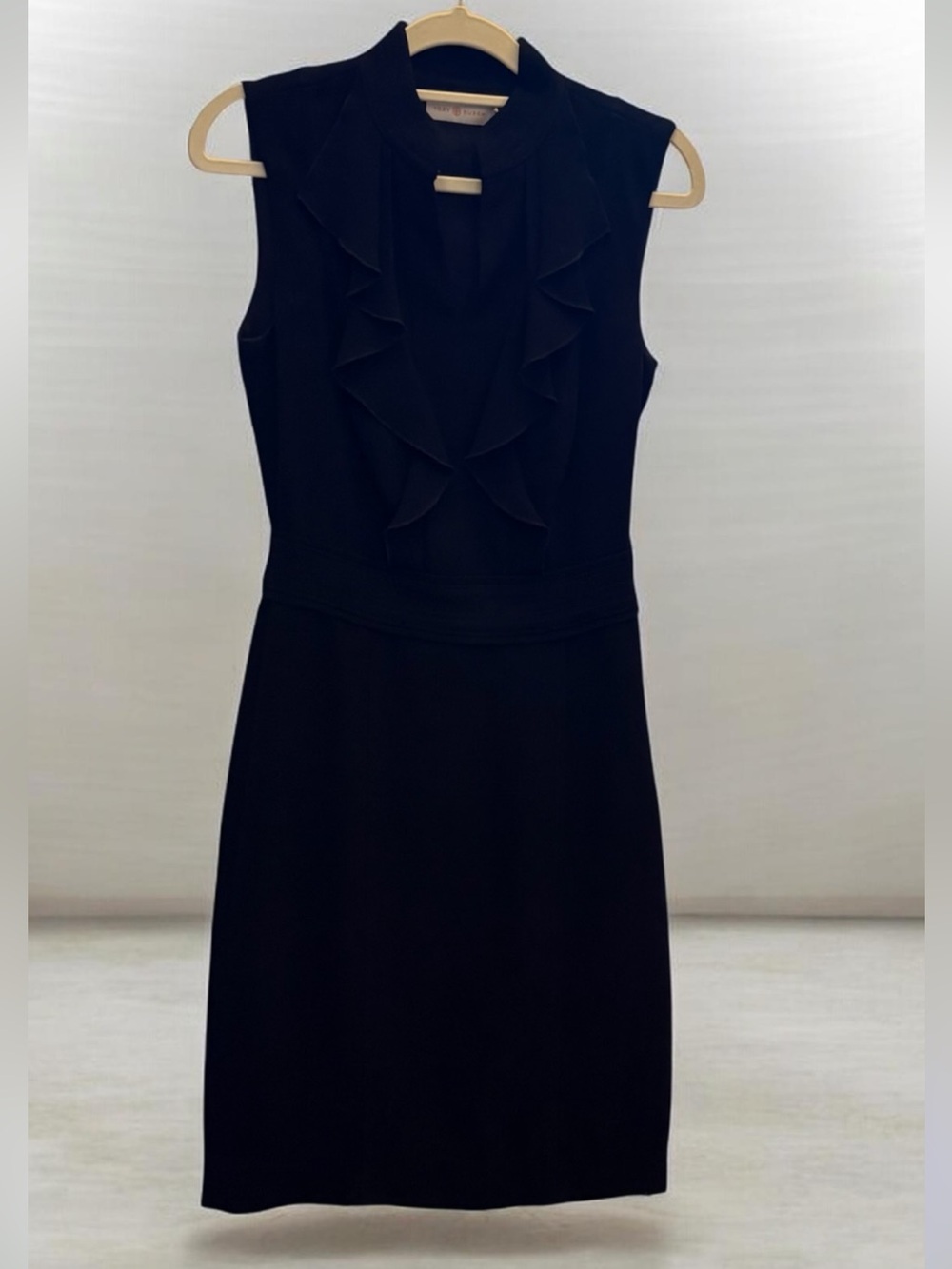 Tory Burch Black Sleeveless Ruffle Sheath Dress